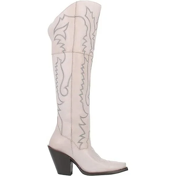 Dan Post® Ladies Loverly White Snip Toe Tall Leather Boots DP4377 - Picture 4 of 11